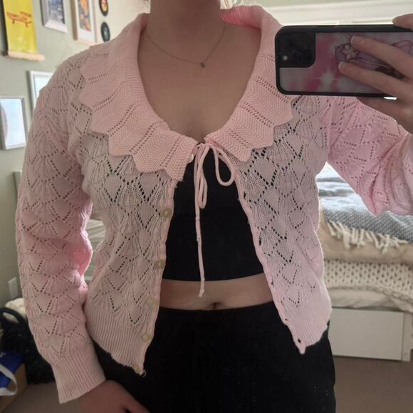 Women's Pink Cardigan - Picture 2 of 3